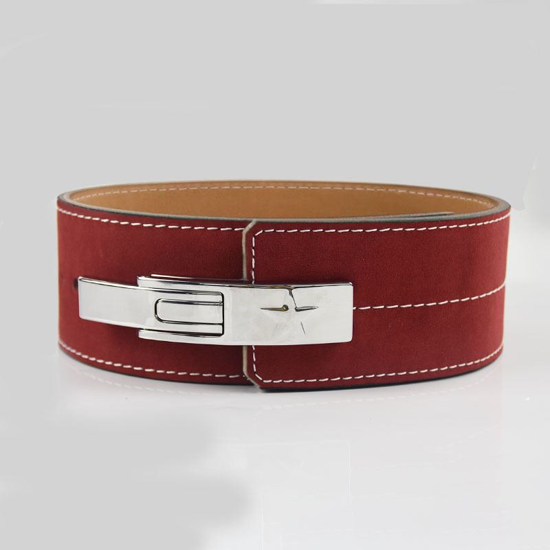 Cowhide Lever Buckle Red Belt