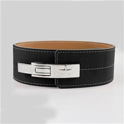 Cowhide Lever Buckle Black Belt